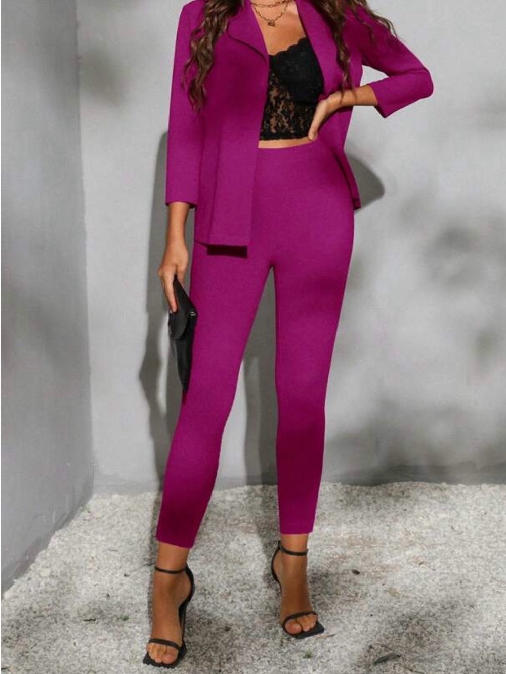 Magenta High-Waist Pants & Blazer